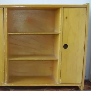 Игрушечный кукольный большой деревянный шкаф,  3 отделения,  СССР