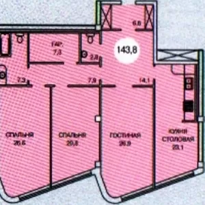 3комнатная квартира Морской пер. / Аркадия, 