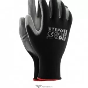 Перчатки нейлоновые АГАТ с ПУ покрытием,  RTEPO,  черный