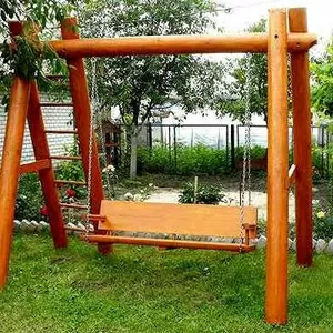 Садовые качели из бревен
