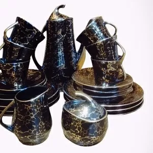 Гарний кофейний сервіз Чорний принц на 6 персон,  новий