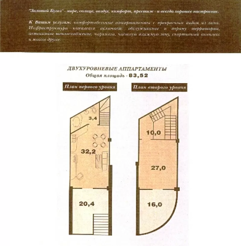 Продам двухуровневые апартаменты в оздоровительном комплексе «Золотой  3