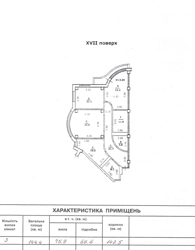 3-х комн. квартира на проспекте Шевченко 8