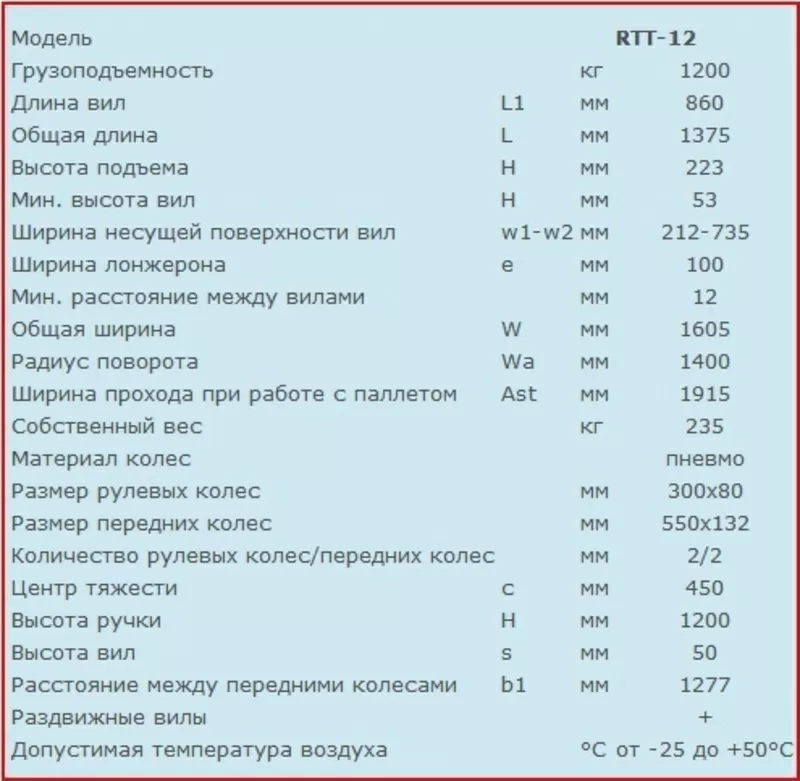 Тележка (погрузчик) гидравлическая Рокла на пневмоколесах RTT-12 б/у. 2