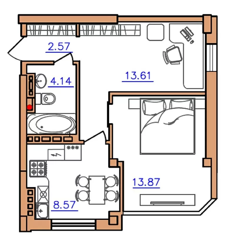 Продам 2 к. квартиру на Бочарова в новом доме 5