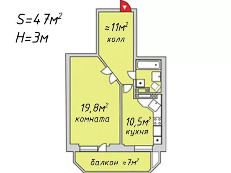 Продается 1-комнатная квартира в ЖК “Фаворит”,  ул. Артиллерийская 2