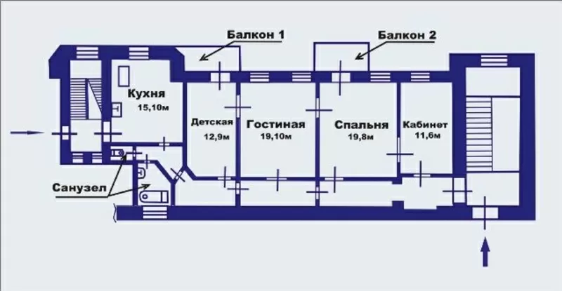 Срочно! 4-х ком. квартира под ремонт. Тихий центр. 17