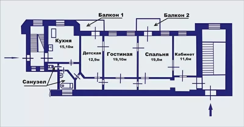  4х комнатная  квартира,  для настоящих ценителей архитектурных шедевро 2