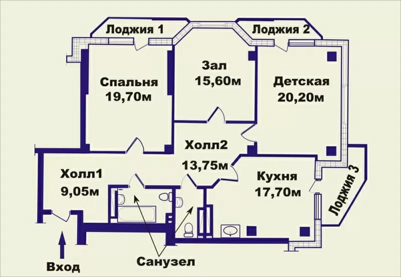 Продается 3х комнатная просторная квартира на ул. Малиновского,  16 («Ч