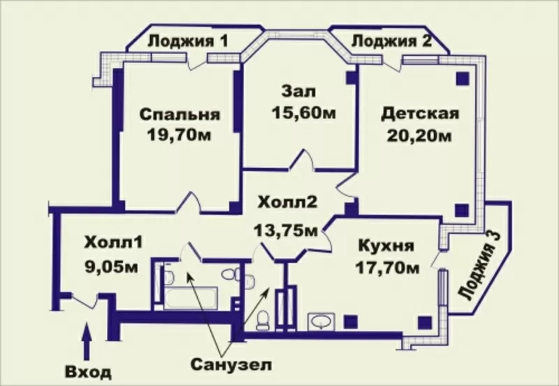 Продается 3х комнатная просторная квартира на ул. Маршала Малиновского 2