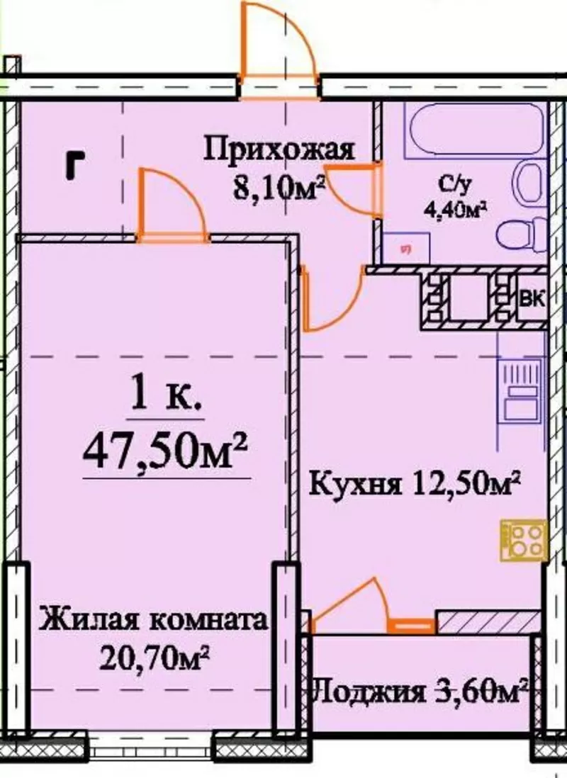 Продам 1 комнатную квартиру,  ЖК 