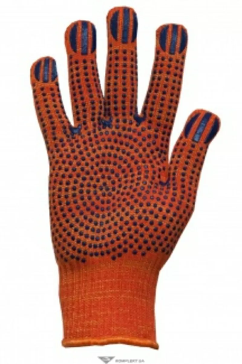 Перчатки трикотажные с ПВХ,  ОРАНЖ.,  усиленные,  10кл,  46г,  р.10