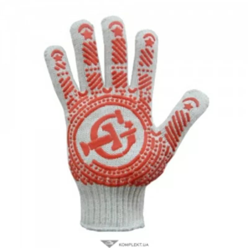 Перчатки трикотажные с ПВХ белые 