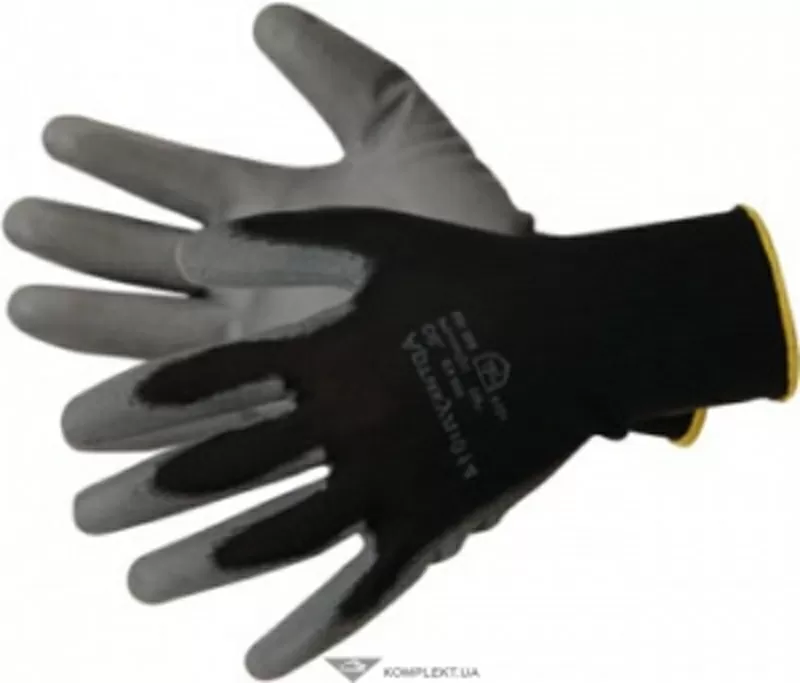 Перчатки нейлоновые АГАТ с ПУ покрытием, черные