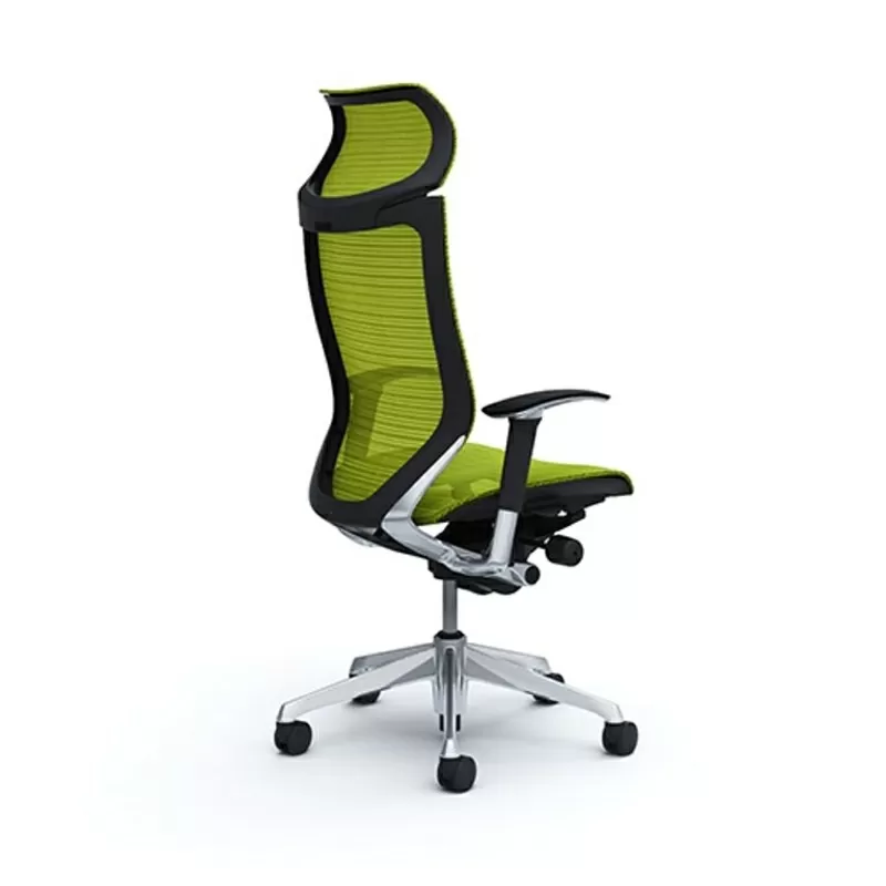 Кресло офисное OKAMURA CP(барон)  Lime green,  в полированном корпусе 2