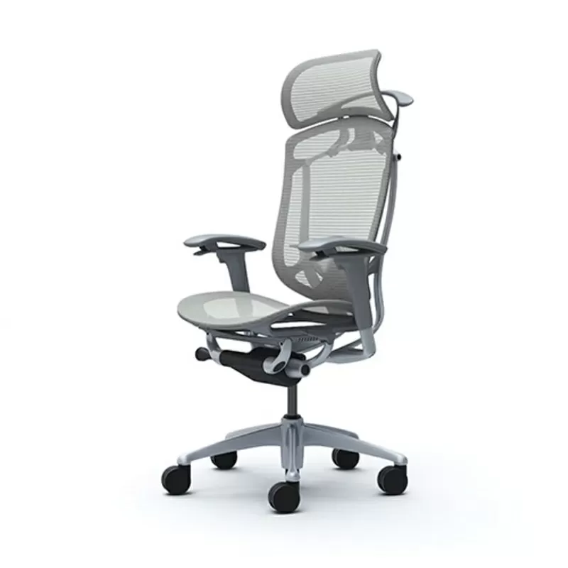 Кресло офисное OKAMURA CONTESSA II SECONDA Light grey,  серый каркас 3