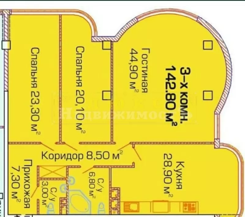 Трехкомнатная квартира 142м2 ЖК Альтаир / Березовая 5