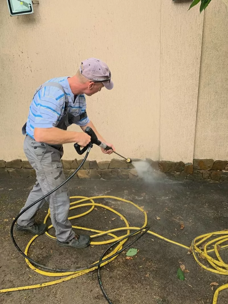 Мытье плитки керхером мойка двора. 4