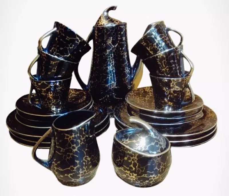 Гарний кофейний сервіз Чорний принц на 6 персон,  новий