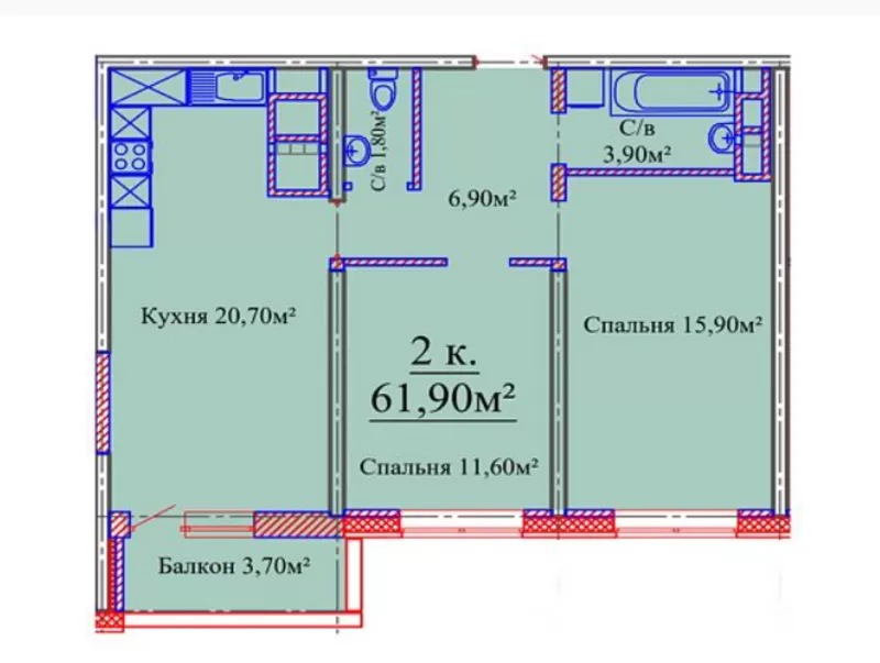 2к квартира в Скай Сити с видом на море! 7
