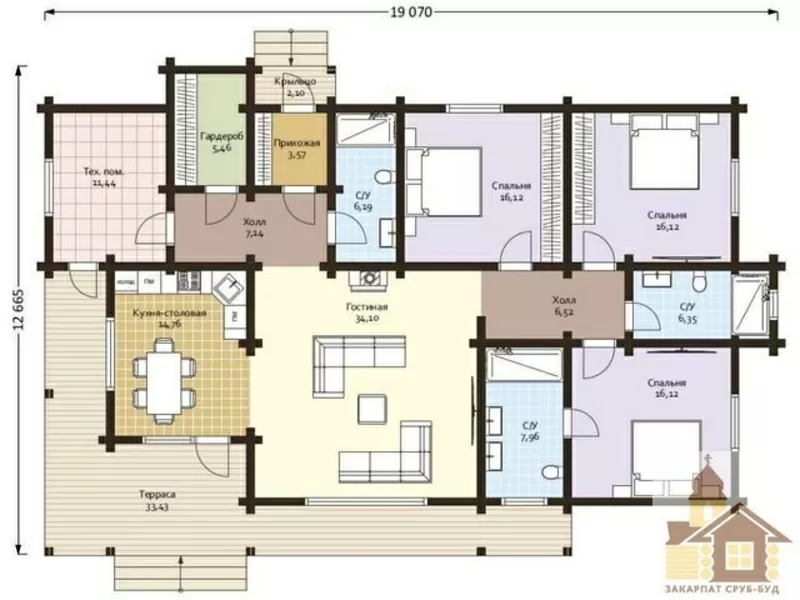 Купити зруб дерев’яного будинку «Верховіття»