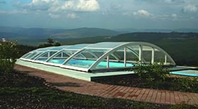 Накрытия на бассейны,  каркасно-тентовые конструкции